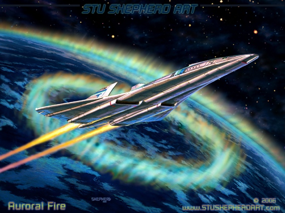 Auroral Fire Science Fiction Space Ship )